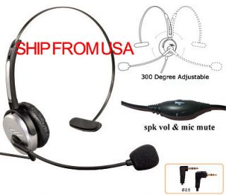 Corded Headset +2.5mm plug for AT&T 992 993 Polycom Cisco Linksys 