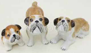 figurine animal ceramic statue 3 dog bulldog dog from thailand