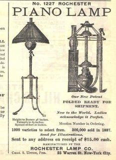 1888 ad c rochester lamp co no 1227 piano lamp