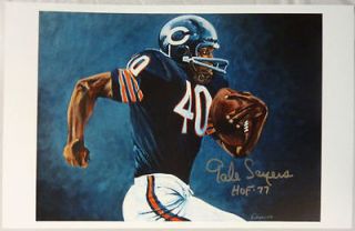 GALE SAYERS AUTOGRAPHED/SI​GNED CHICAGO BEARS ACTION 11X17 PRINT 