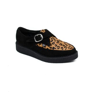 POINTED TOE MONK STRAP CREEPER LEOPARD PRINT SHOES UNISEX PUNK 