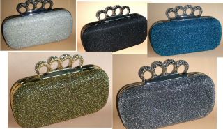Oval Glitter HARD CASE RINGS CRYSTALS EVENING PARTY CLUTCH BAG