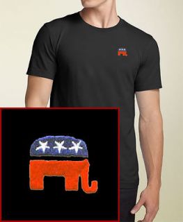 Republican Party Logo/ Elephant EMBROIDERED T Shirt Black NEW & ALL 