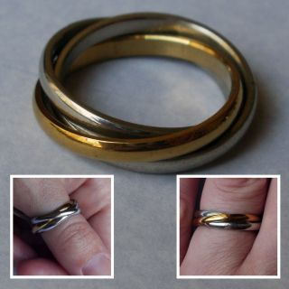   STEEL RING Thumb Finger Gold Silver 3 Shiny D Bands Mens Womens Sizes