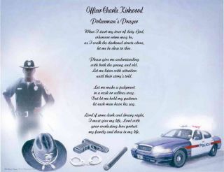 police officer personalized poem prayer time left $ 7 85