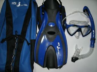   Snorkeling Set kit Gear Silicone Dive Mask Dry Top Snorkel Fins Bag
