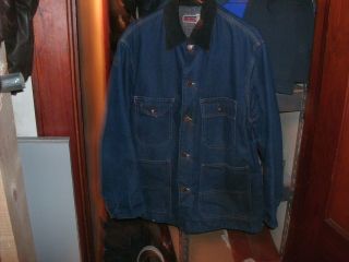 vintage mens barn denim work coverall jean coat lined cotton Big Mac 