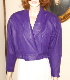 1980 s pelle cuir purple leather crop jacket sz s