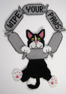 wipe your paws black cat plastic canvas kit returns accepted