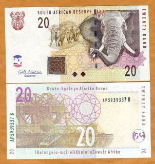 south africa 20 rand 2009 p 129 new unc elephant