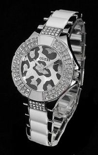 Lady Fashion Wrist Watch Silver Tone Silver & White Bracelet