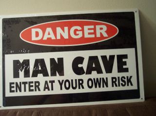 17 x 11 DANGER MAN CAVE Metal Tin Wall, Garage, Game Room Decor
