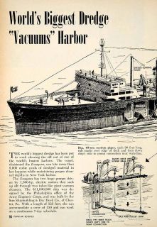 1950 Article Dredge Boat New York Harbor Essayons Electric Pump Silt 