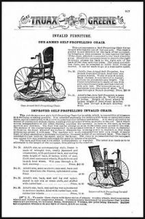 Wheel Chairs, One Armed, Various Types, Catalog Pg. Antique Original 