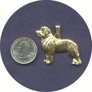 NEWFOUNDLAND PENDANT in 24 karat GOLD PLATED PEWTER with 