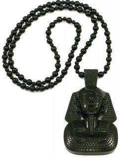 Pharaoh King Tut New Solid Homica Pendant And 35 Beaded Necklace 