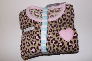 NWT Carters Leopard Cat Kitten Fleece Footed Girl Pajamas 5 6 7 