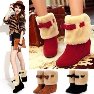 Fashion Warm Mid calf Bowknot Snow Short Boots Shoes OL Women Lady 