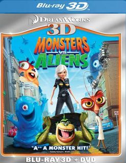 Monsters vs. Aliens Blu ray DVD, 2011, 2 Disc Set, 3D