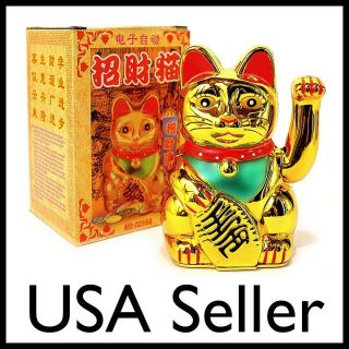   CAT 5 Wealth Lucky Waving Kitty Maneki Neko Feng Shui Japanese