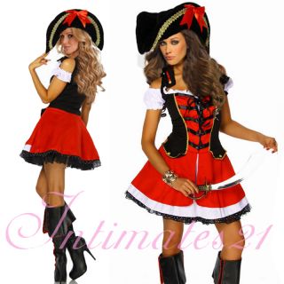 Deluxe Sexy Trouble at Sea Pirate Costume Fancy Party Dress Halloween 