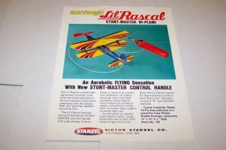 Vintage STANZEL ELECTROMIC LIL RASCAL TOY PLANE   ad sheet #0283