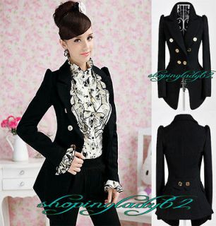 2012 New Women Wool Coat Double breasted Shrug Shoulder Trench Jacket 