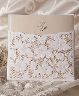  / Flower lace pocket cards/ Wedding invitations 1 Sample 