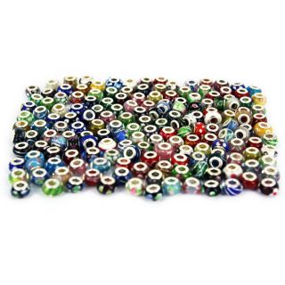   Pieces Mix Assorted European Sterling Silver Murano Glass Beads Charms