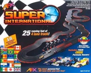 AFX 4 Lane Super International Set w/ TPP 25 HO Scale Slot Car Race 