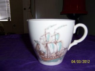 Sandland Ware Staffordshire England Flat Cup Galleon Picture