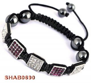 1pc Alloy Crystal disco ball Beads Macrame Braided Cords bracelet 