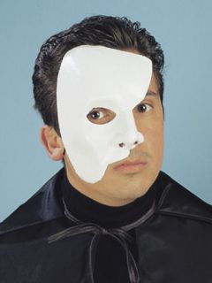 Phantom Of The Opera Half 1/2 Mask White Theatrical Costume Deluxe 