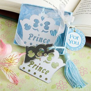 84)Prince Crown Bookmark Favors 1st Birthday Boy Baby Shower Blue 