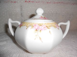 vintage z s c bavaria sugar bowl w roses porcelain