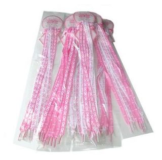 Lot 6 Pks (12 PAIR) PINK RIBBON SHOE LACES  BREAST CANCER AWARENESS 
