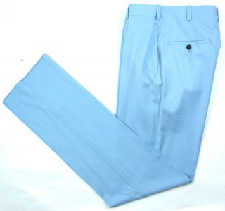 New OXXFORD Highest Quality Aqua Blue Super 130s Flat Front Pants 30 
