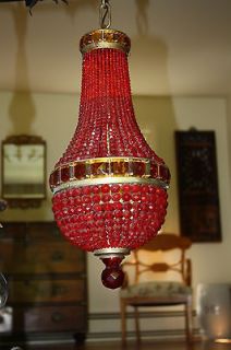 Antique Czechoslovakian Crystal Chandelier Pendant Lighting VGC