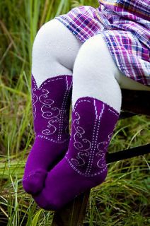 CUTE INFANT/TODDLER COWBOY BOOT TIGHTS, PURPLE BOOTZIES SZ 6 18 MOS 