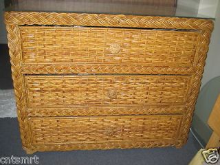   TOP CHEST OF DRAWERS RATTAN BAMBOO WICKER 3 LG. DRAWERS PICK UP SM