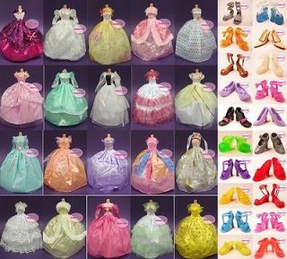   Different Style Lot Barbie Doll Clothes 20 Dresses 20 Shoes Free Ship
