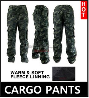   cargo pants fleece lined military camo winter fatigues paintball