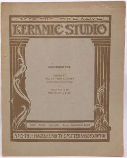Nov 1910 KERAMIC STUDIO Magazine Robineau ARTS & CRAFTS Pottery China 