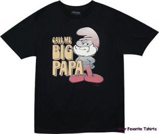 licensed smurfs call me big papa papa smurf adult shirt
