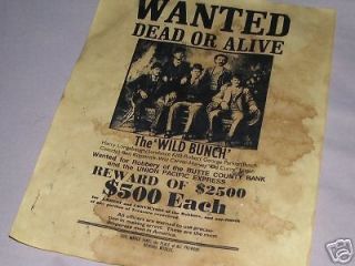 BUTCH CASSIDY & THE SUNDANCE KID OLD WEST WANTED POSTER WESTERN SIGN 