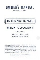 international milk cooler electric and gas engine operators parts list
