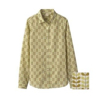 NEW Orla Kiely Long Sleeve Cotton Print Shirt / Blouse Green Leaf