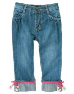 NWT GYMBOREE CHEERY ALL THE WAY Jeans Size 2T 3T 4T Cuff Ribbons 