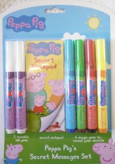 peppa pig secret message pen set 6 pens and notepad