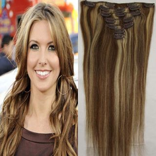   Fashion Hair 20 Clip in Remy Real Human Hair Extensions 7Pcs #6/613